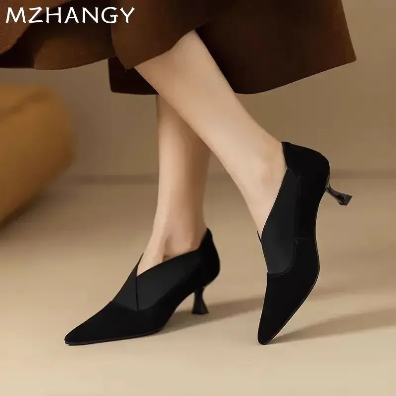 Pointed Toe Women Ankle Boots Suede High Heels Shoes Elegant Sexy Stilettos Women Trend Fashion Pumps Dress Snow Botas Mujer 241209