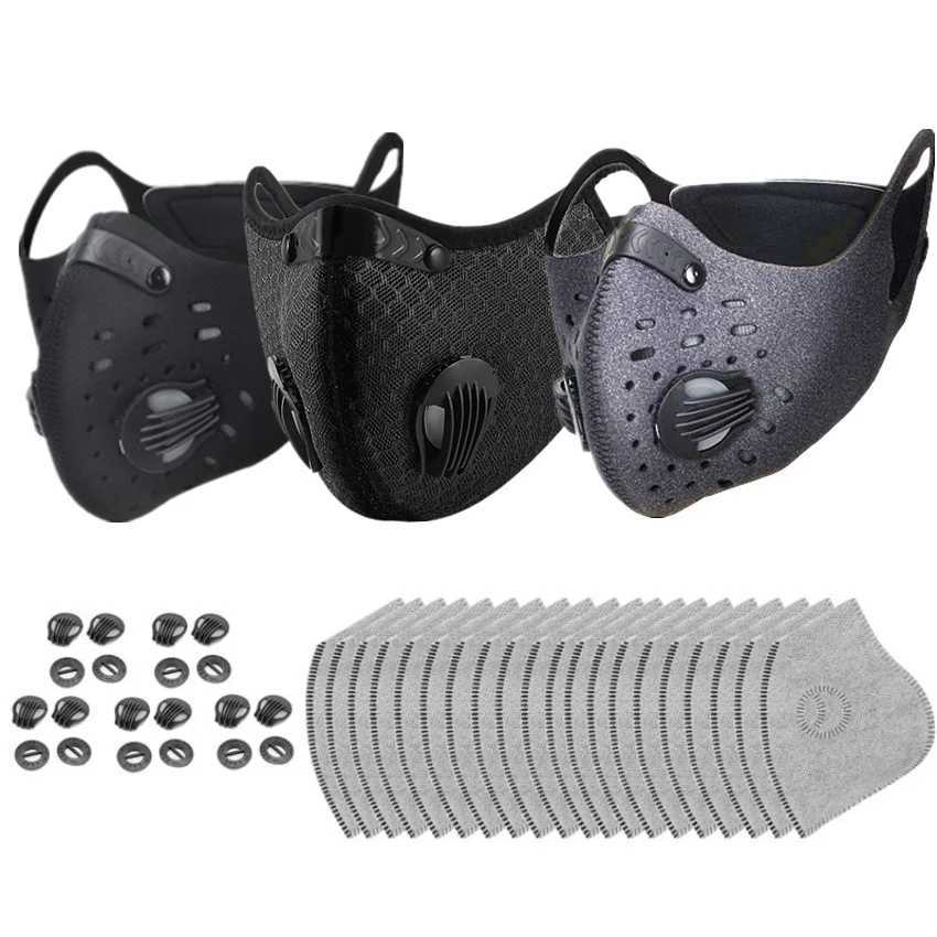 3pcsLarge size cycling face mask with filter anti-dustproof washable mesh with activated carbon filters for menXJ241209