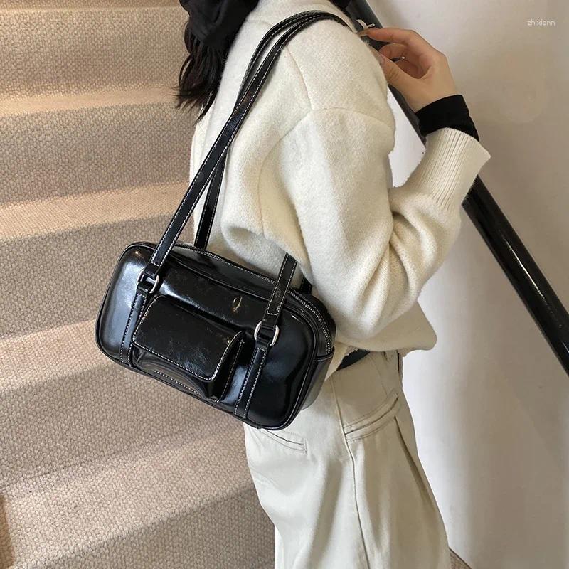 Totes Zipper Sewing Thread PU Shoulder Bags 2025 High Quality Solid Color Large Capacity Versatile Casual Simple Trendy Handbags zhanyishengli