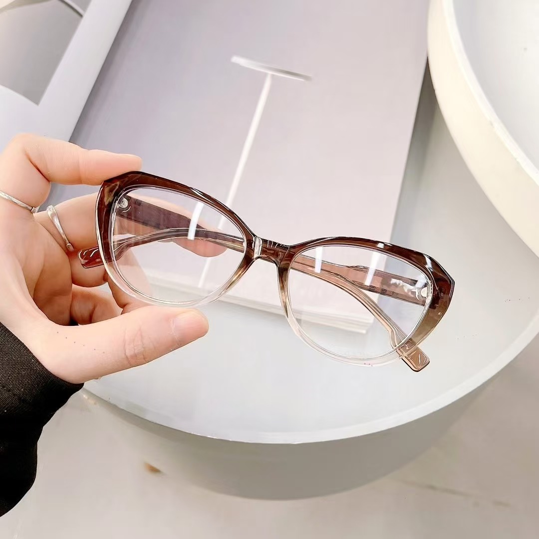 Fashion women's cat eye design frame full rim glasses personalised plastic personalised glasses leg design glasses for travelling for photos
