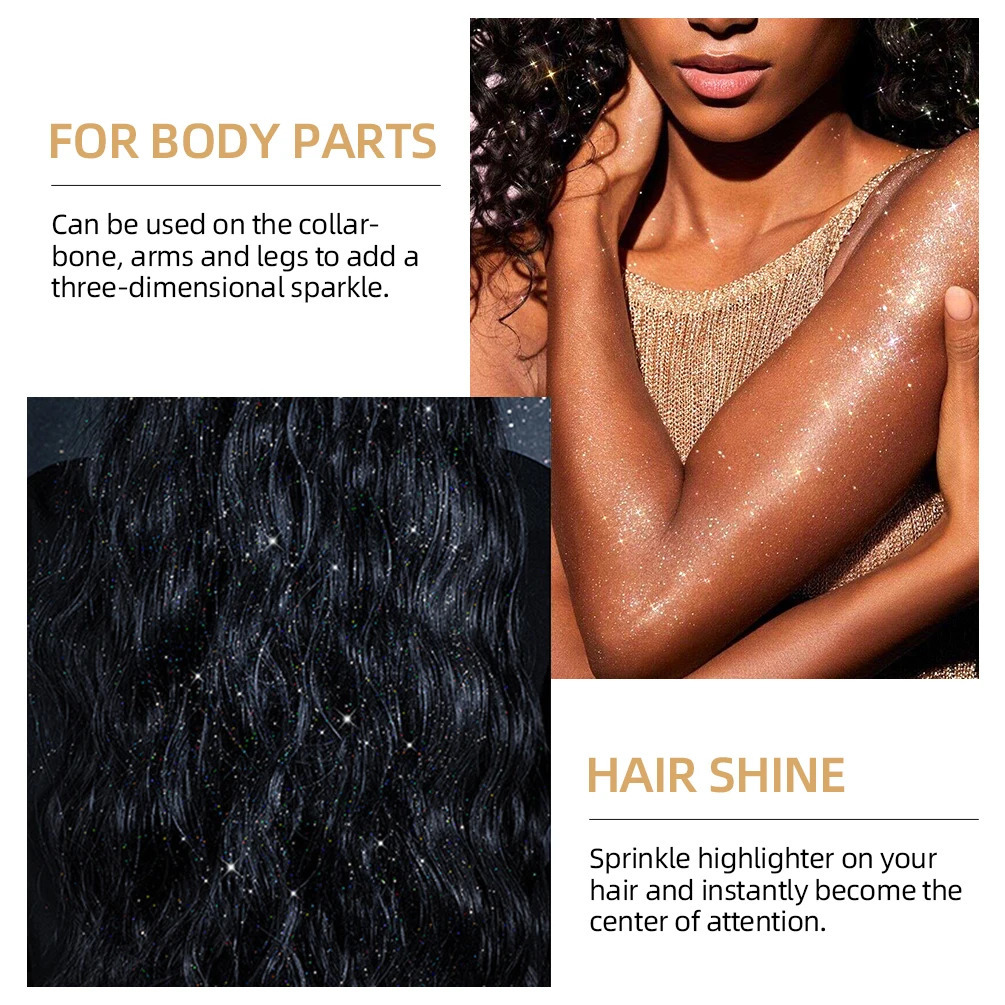 Diamond Glitter Highlighter Powder Shiny Pearlescent High Gloss Illuminating Powder Long-Lasting Face Makeup For Body Hair Blush 241209