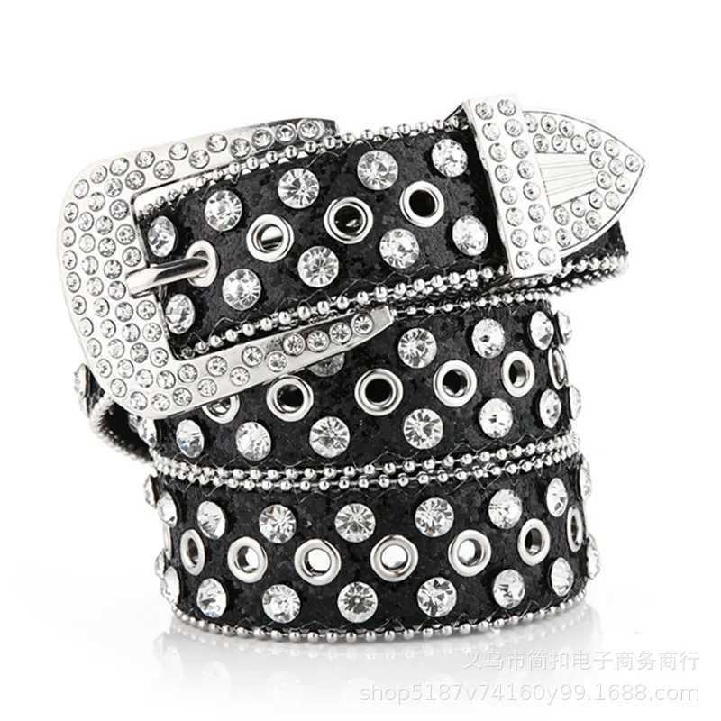 Wholes Wens Water Diamond Wide Belt Water Diamond Inlaid Decoration Fashion Versatile Jeans Street Belt X241209