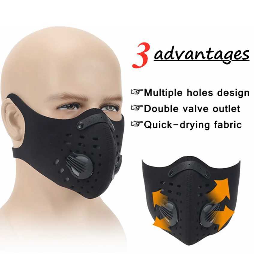3pcsLarge size cycling face mask with filter anti-dustproof washable mesh with activated carbon filters for menXJ241209