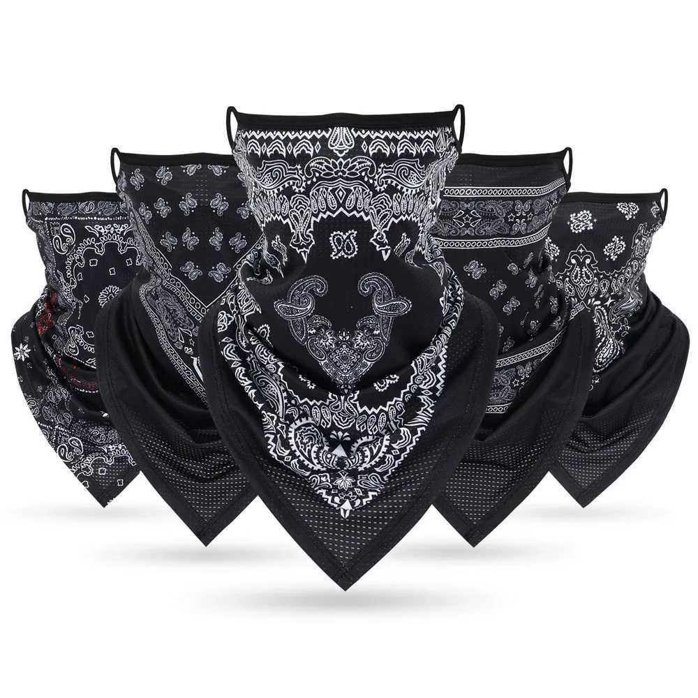 3pcsBlack White Red Bandanna Masks Earloops Mesh Breathable Paisley Bandana Triangle Face Neck Cover Balaclava Men Women ProtectiveXJ241209