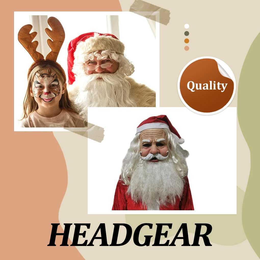 3pcsHigh Quality Unisex Christmas Face Mask Adults Santa Clause Latex Mask Headgear Cosplay Tools for Theme Party OrnamentsXJ241209