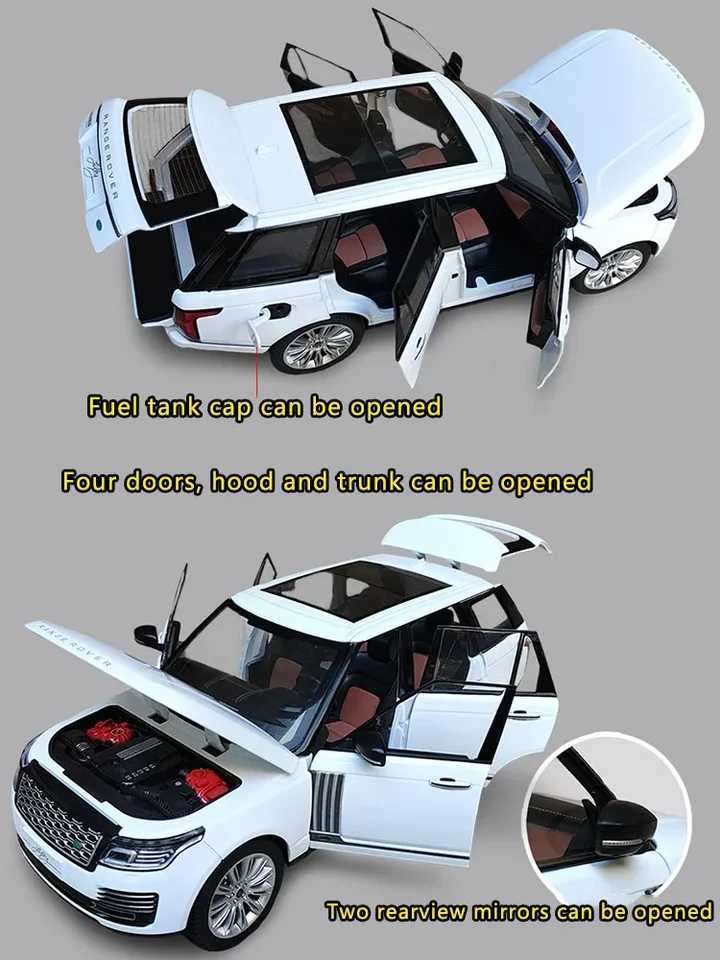 1 18 Simulated Large Range Rover Alloy Car Model Sound and Light Pullback Toy Car Boy Series Decorative Gift X241209