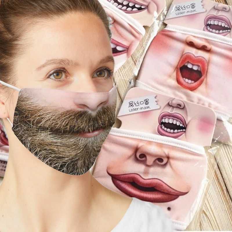 3pcsHalloween Funny Men Women Face Mask Adults Funny Pattern Cotton Mouth Masks Outdoor Masque Lavable Mask Face Halloween CosplayXJ241209