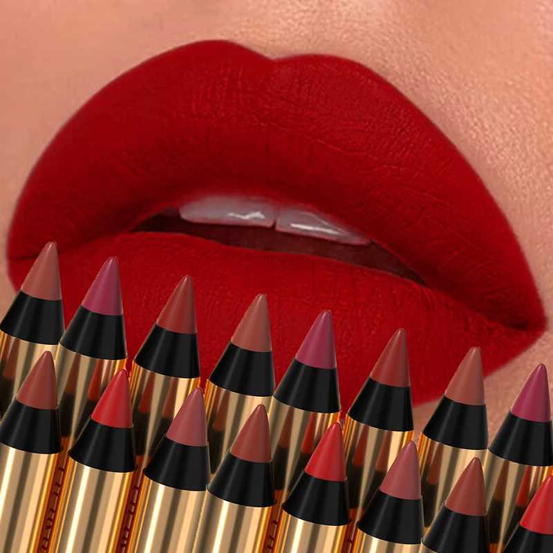 1Pc Matte Brown Lipstick Pencil Crayon Lip Liner Non-stick Cup Lipliner Pen Velvet Lip Outline Contour Lasting Waterproof MakeupXJ241209