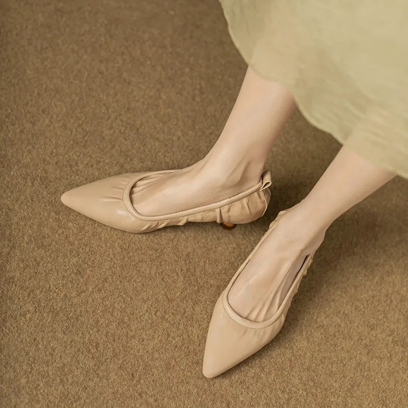 Womens Pumps Stretch Boat Shoes Pointed Toe Basic Pump High Heels Concise Slip on Dress Shoes Autumn Zapatos Mujer 241209