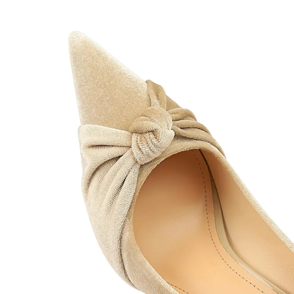 Size 34-43 Women Fetish 10cm High Heels Evening Velvet Pumps Scarpins Wedding Stiletto Heels Lady Green Butterfly Bow Prom Shoes 241209