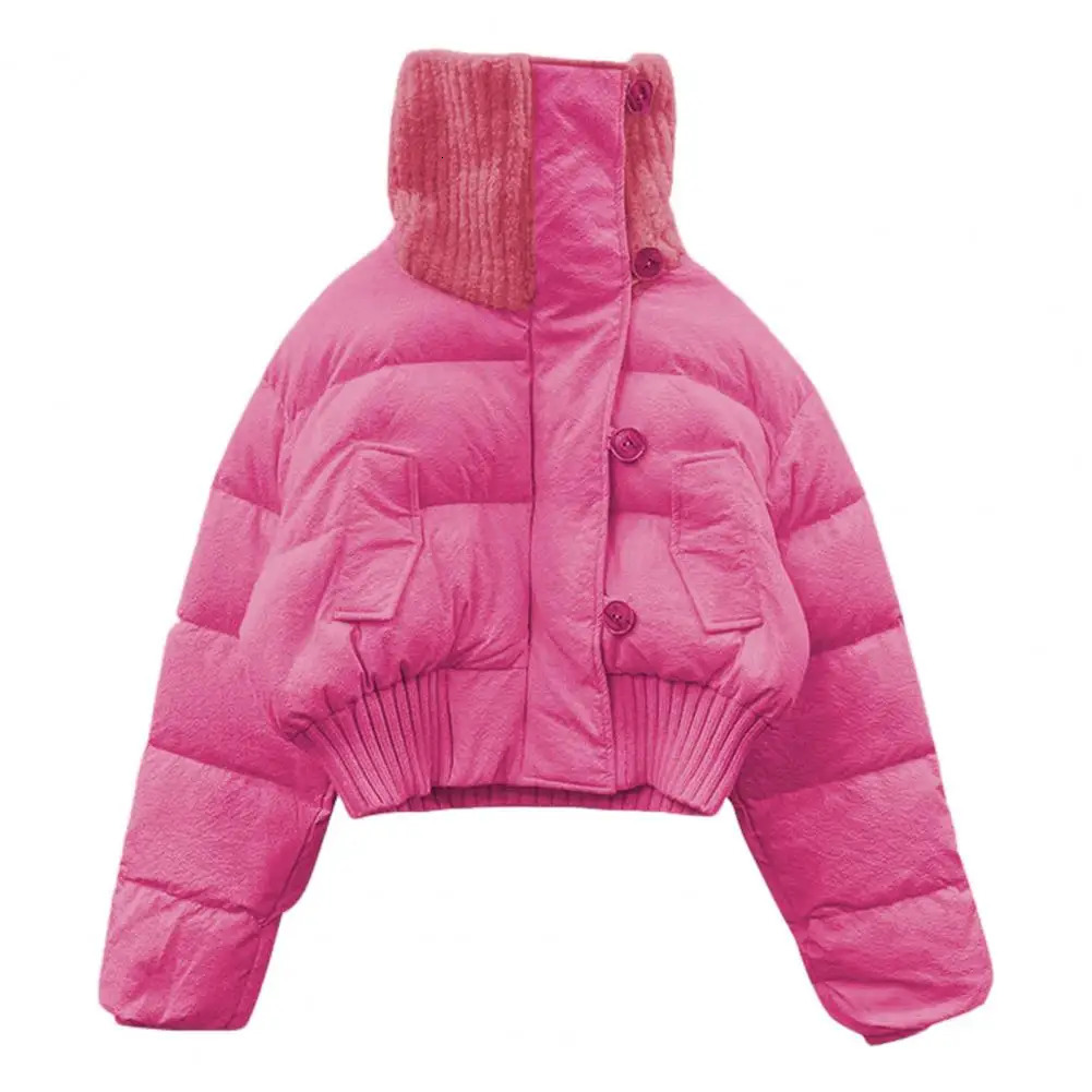 Short jacket womens winter cotton coat high collar with thick padding loose and warm cardigan 241209