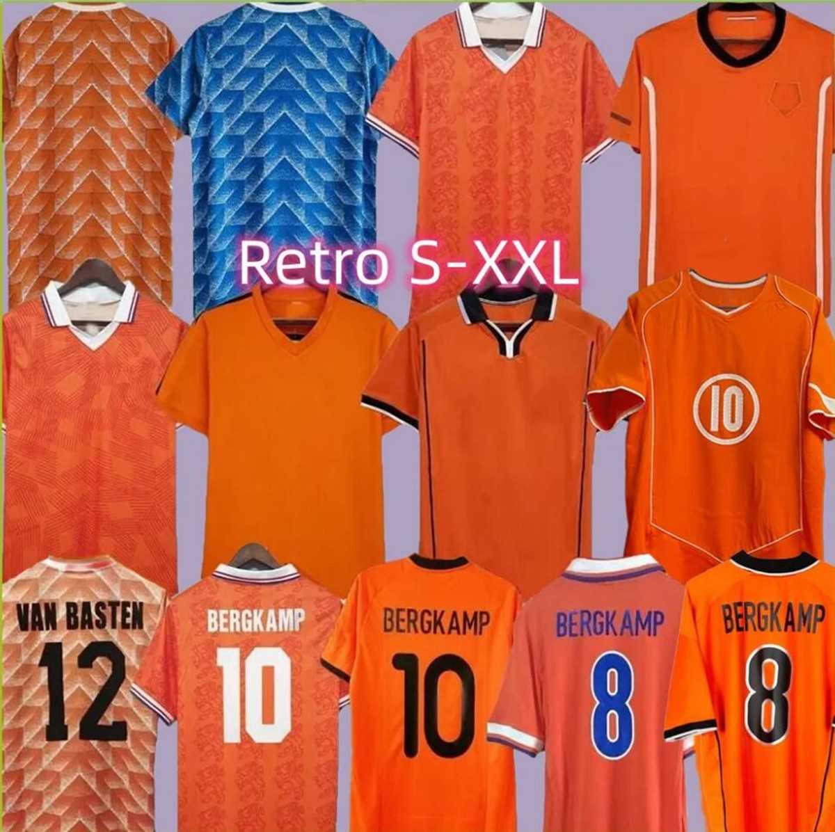 Van Basten Retro Soccer Jerseys Holland football shirts BERGKAMP Gullit Rijkaard DAVIDS Netherland 04 08 10 96 97 1997 1998 2000 2002 2010 home away 2008 2010 1996
