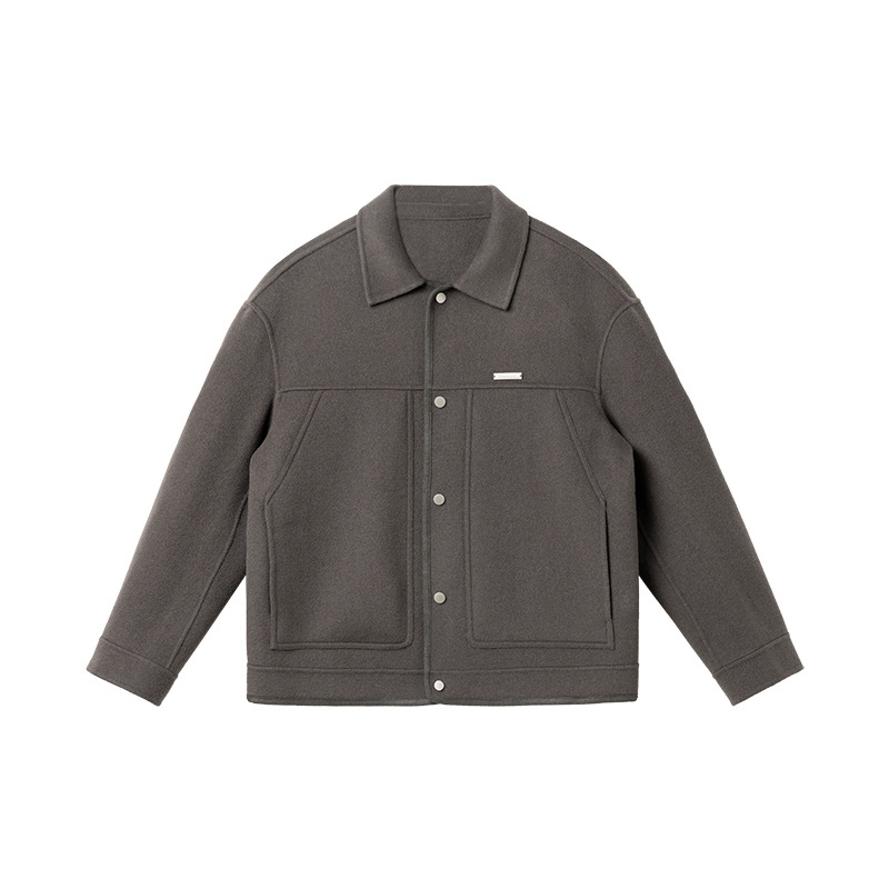 M11178 New Men's Double-faced Wool Tweed Coat Men's Loose Casual Light Mature Jacket Tops