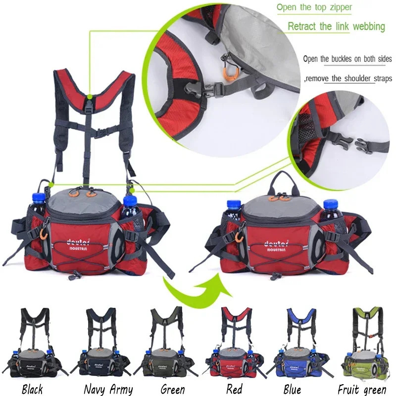 8L Sports Waist Bag Outdoor Hiking Riding Backpack Camping Travel Shoulder Bag Water Bottle Cycling Pack X352D 241209
