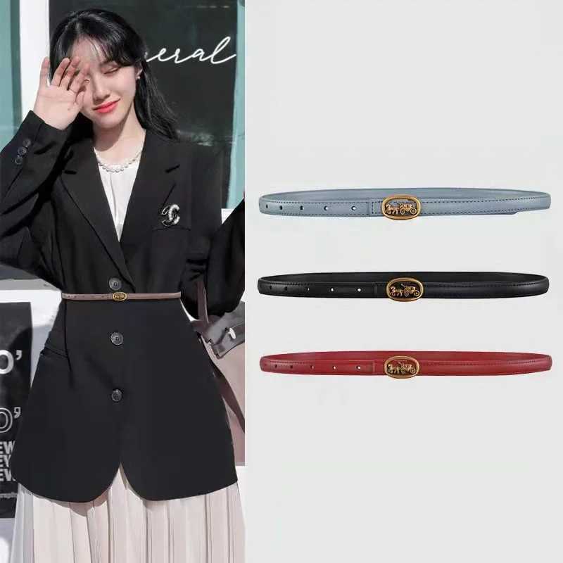 Narrow 1.3cm Fashion Luxury Designer Brand Womens Pin Buckle Warm Genuine Leather Jeans Belt Dress Belt X241209