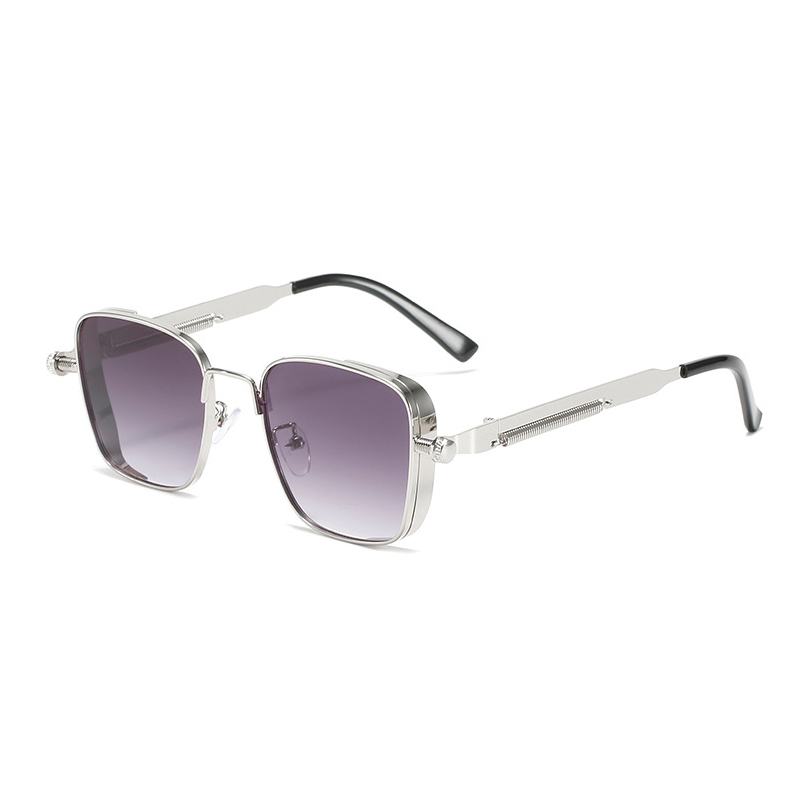 Fashion women's square frame full frame punk style glasses personalised metal spring leg decorative glasses suitable for travelling photos