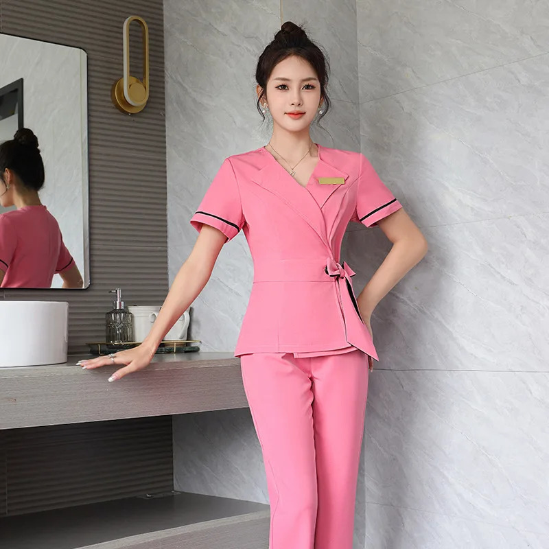 Beautician Uniforms Women Fashion Skin Management Ear Pickers Massage Work Clothes for Women on el Foot Bath Technician S-3XL 241209