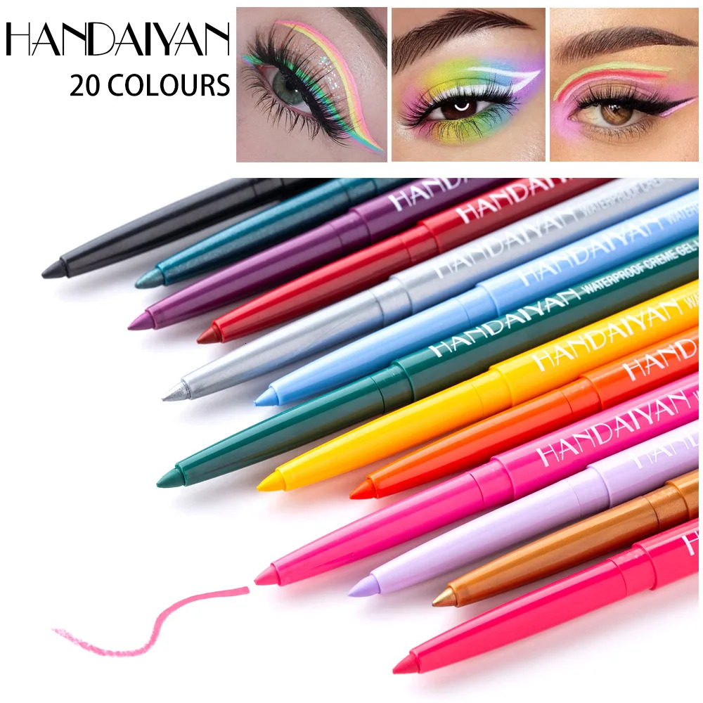 20 Colors Matte Eyeliner Gel Pencil Shine Purple Black Easy To Wear Colorful White Blue Eye Liner Pen Cream Makeup Cosmetics 241209