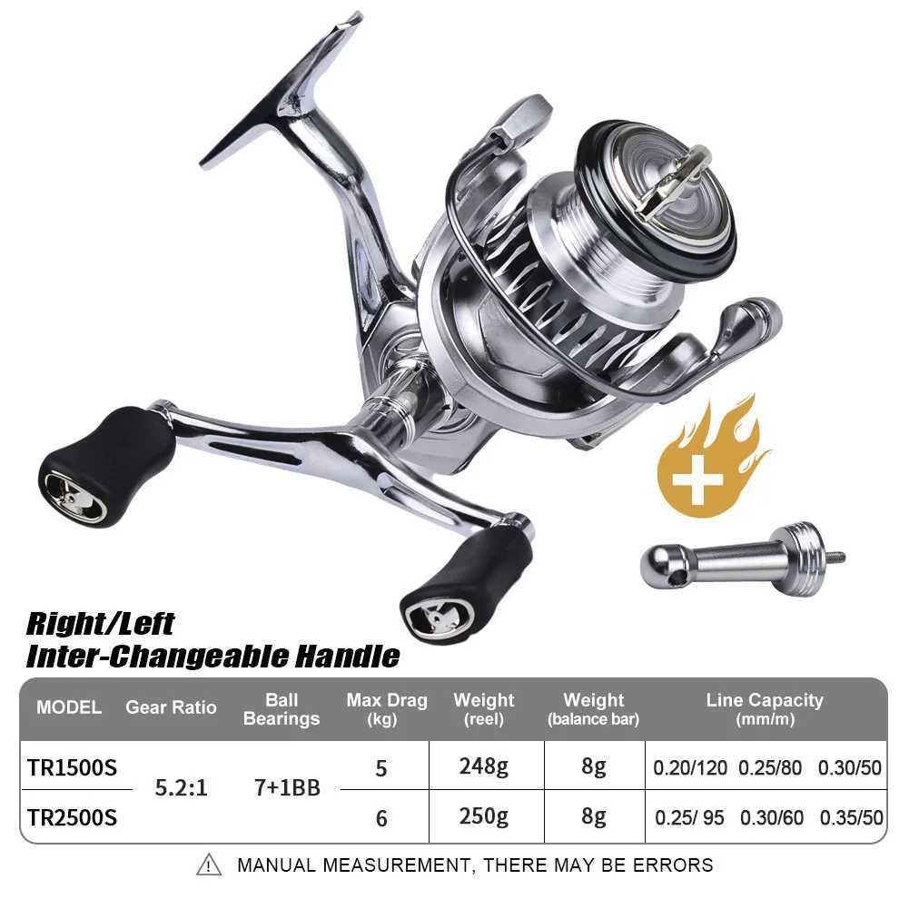 Spinning Fishing Reels ft/Right Interchangeab 5.2 1 Gear Ratio Spinning Reel 11LBs/13.2LBs Max Drag 7+1BB Bearings FishingXJ241209