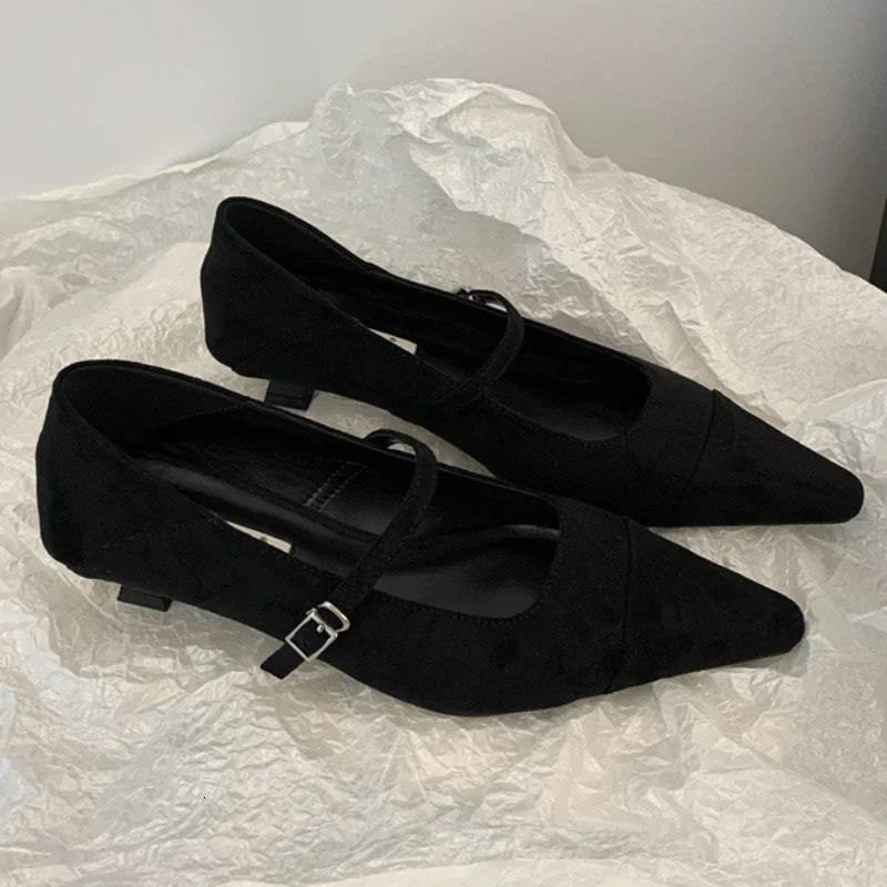 Autumn Women Pumps Pointed Toe Elegant Office Women Shoes Shallow Dress Shoes Suede Comfort Low Heel Mary Jane Shoes 241209