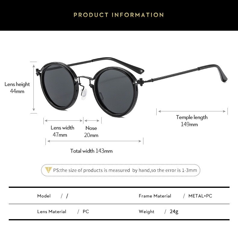 Fashion men's round metal full rim glasses personalised deconstructed glasses suitable for travelling and taking photos