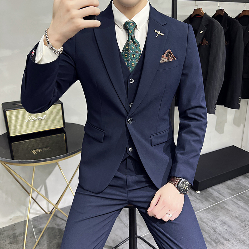 M200 Large size men's solid color suit men's three-piece suit groom wedding dress