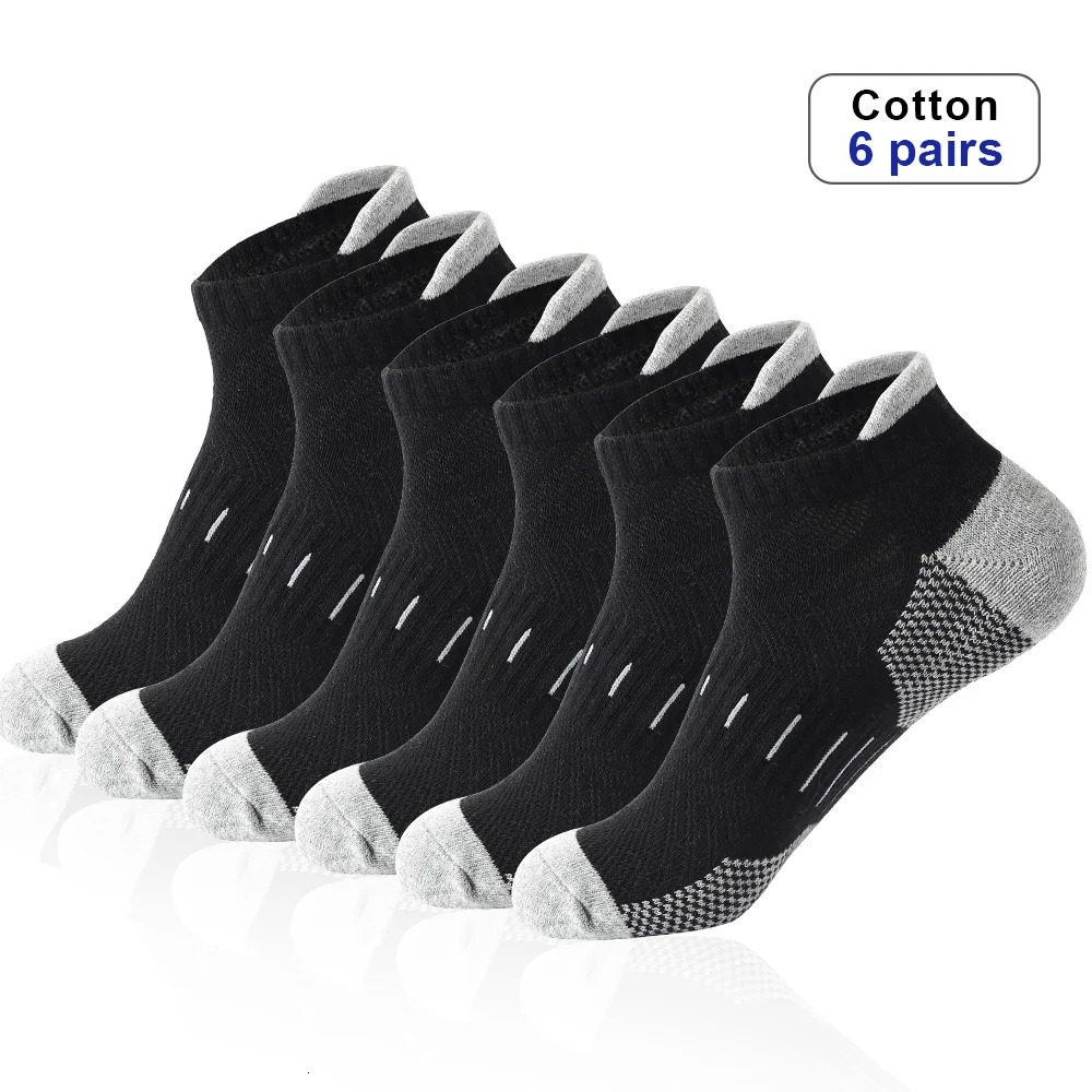6 pairs/batch mens sports socks breathable outdoor running cushioning thick basketball socks cotton training short tube socks 241206