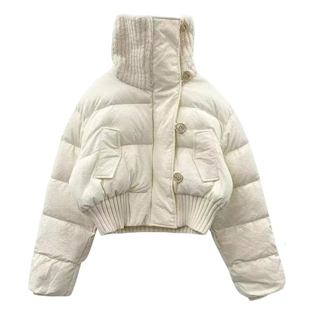 Short jacket womens winter cotton coat high collar with thick padding loose and warm cardigan 241209