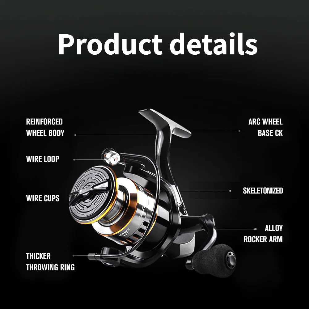 Fishing Spinning Reel Metal Spool 5.2 1/4.7 113BB Ball Bearings Carp Fishing Reel HE2000-7000 Metal Line Cup Sea TackXJ241209