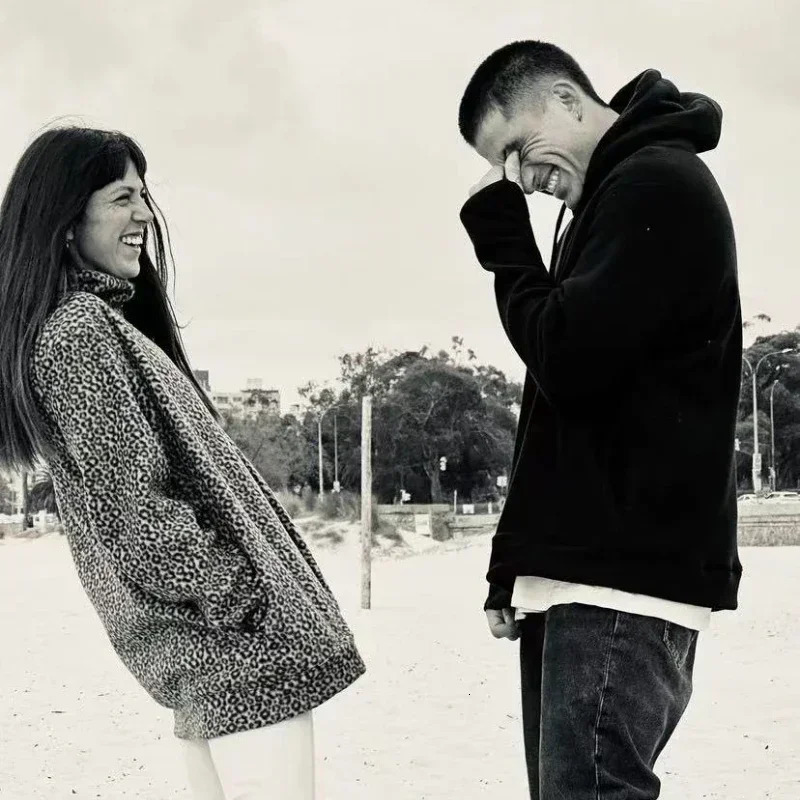 Leopard Print Plus Velvet Hooded Sweater American Retro 90s Lined with Plush Warm Zipper Shirt Oversized Unisex Clothing Winter 241209