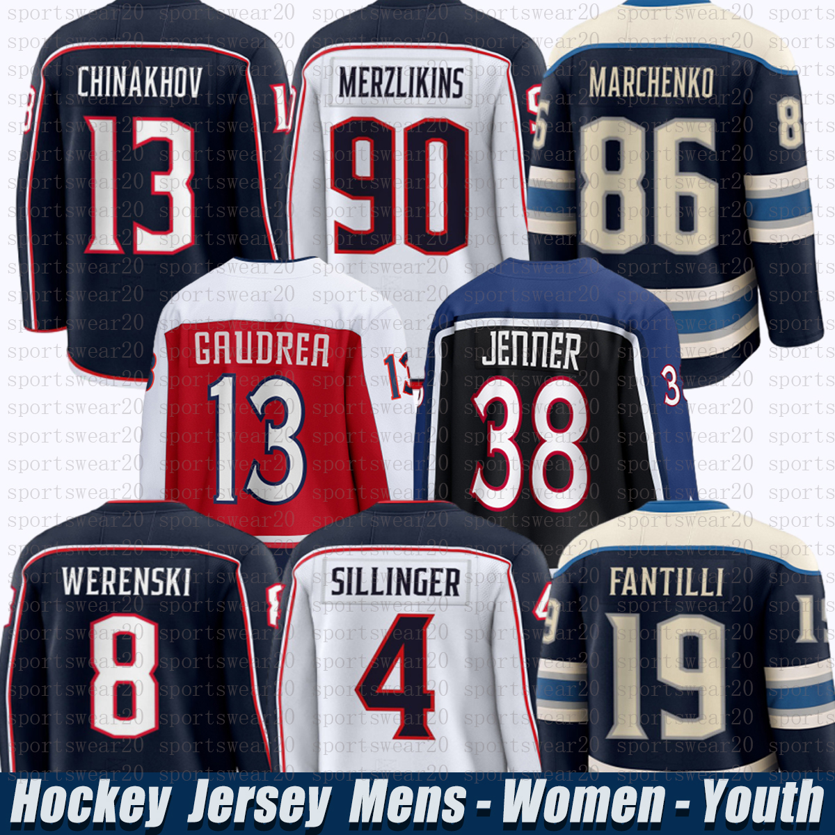 13 Johnny Gaudreau columbusS hockey jersey blue jackets jersey Zach Werenski Kirill Marchenko Sean Monahan Cole Sillinger Adam Fantilli Boone Jenner jerseys