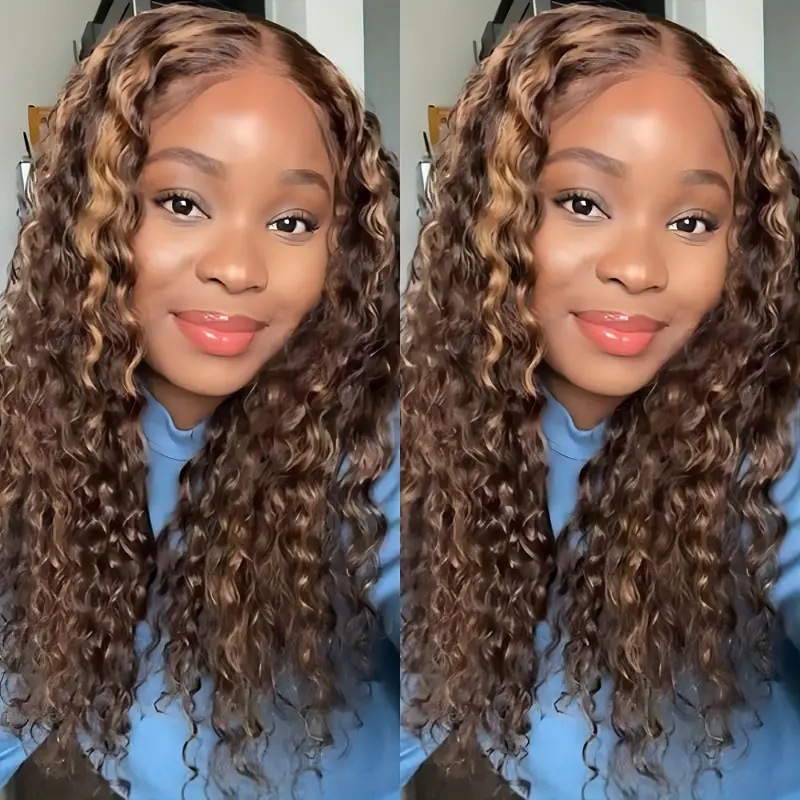 13x4 Lace Blonde Wig 280 Density Water Wave Lace Front Wigs 32 Inch Curly Wigs Silky Brazilian Pre Plucked Colored Big Curly Synthetic Frontal Silky W