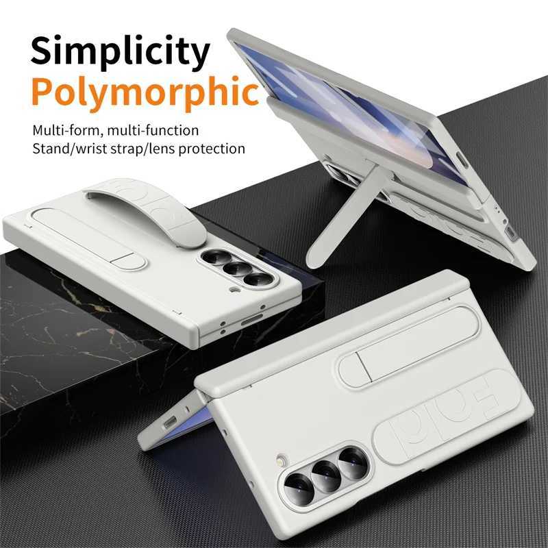 Hot Sale Wristband holder hinge phone case for Galaxy Z Fold 6 5 4 3 with pen slot and S pen screen protector cover T241209