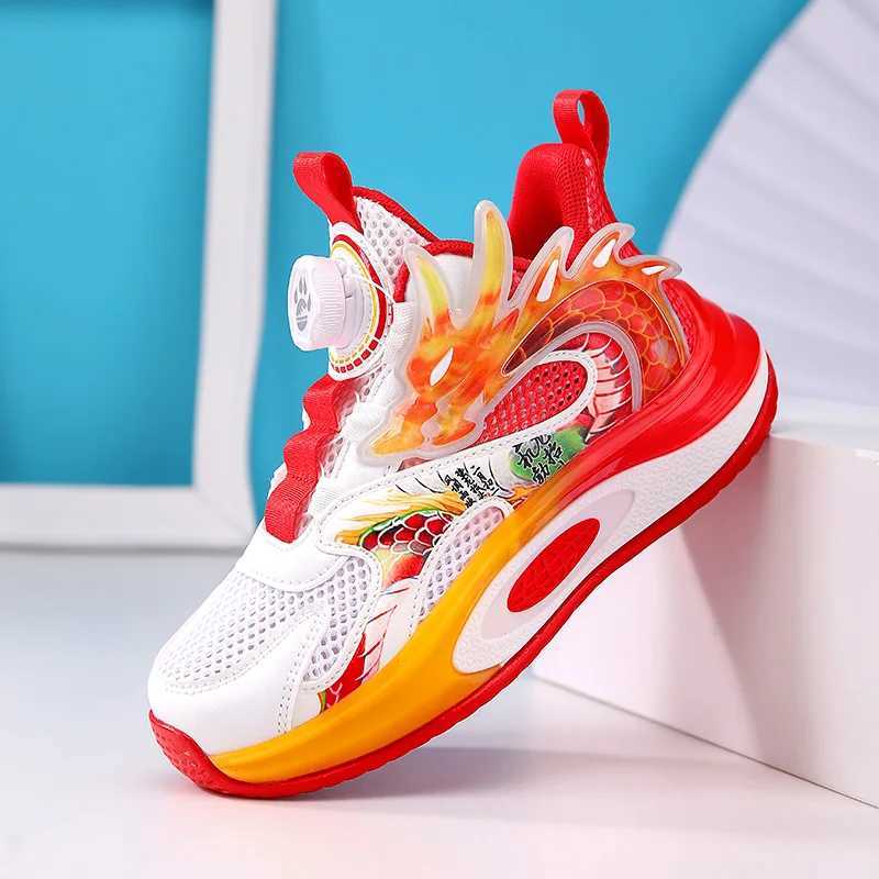 Childrens shoes boys sports shoes luxury basketball shoes for children aged 4 to 12 dragon designer summer anti slip tennis sports boys shoes X241209