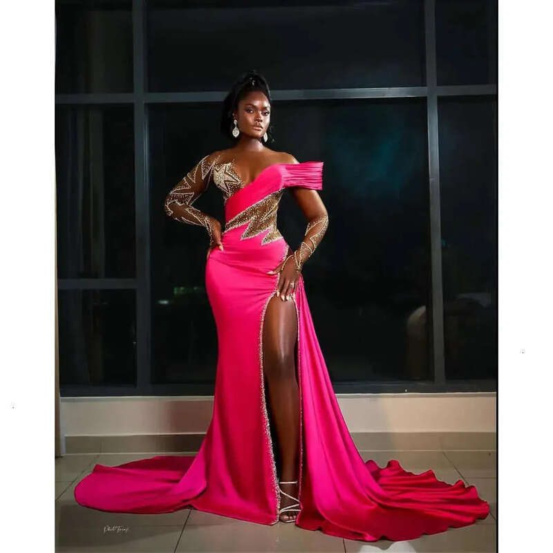 2025 Oct Aso Ebi Arabic Fuia Mermaid Prom Dress Beaded Crystals Evening Formal Party Second Reception Birthday Engagement Gowns Dresses Robe De Soiree