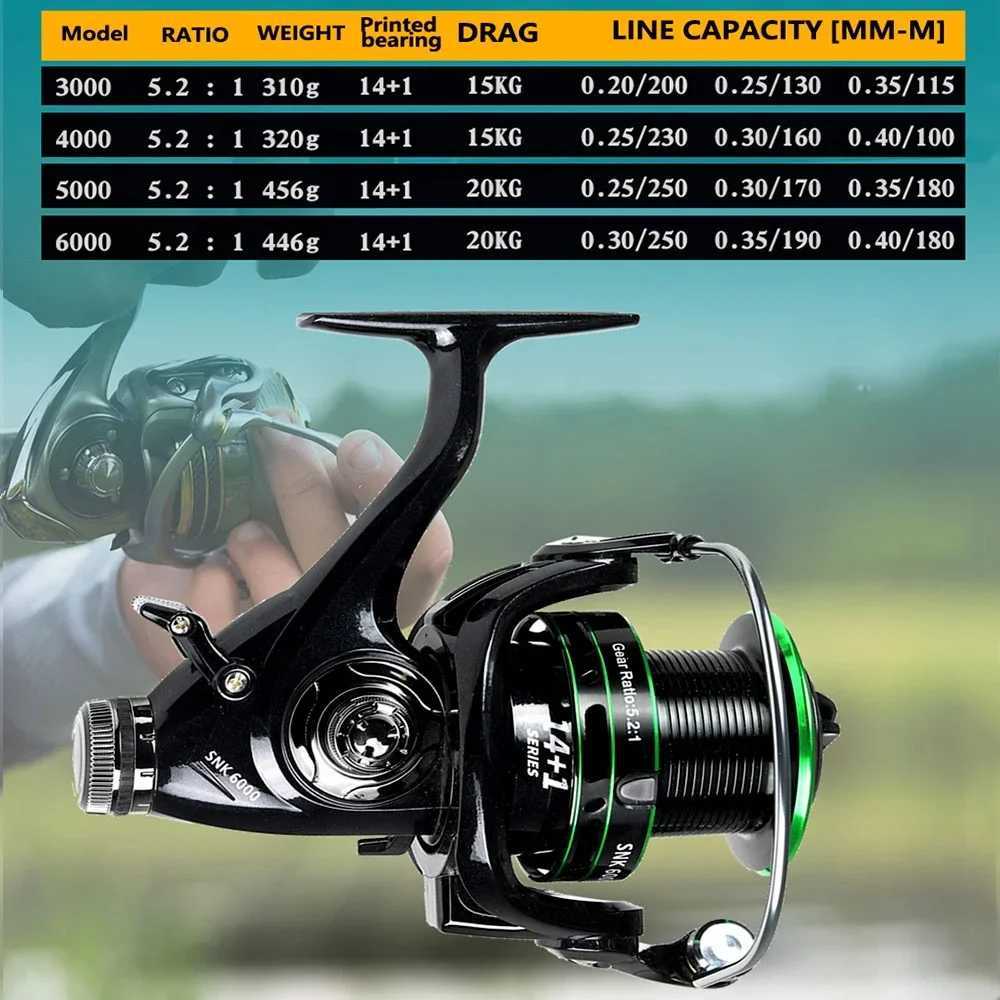 20Kg Max Drag Power Metal Fishing Reel Saltwater Freshwater Front And Rear Brake Drag Syst 30 40 50 60 Series Spinning ReelXJ241209