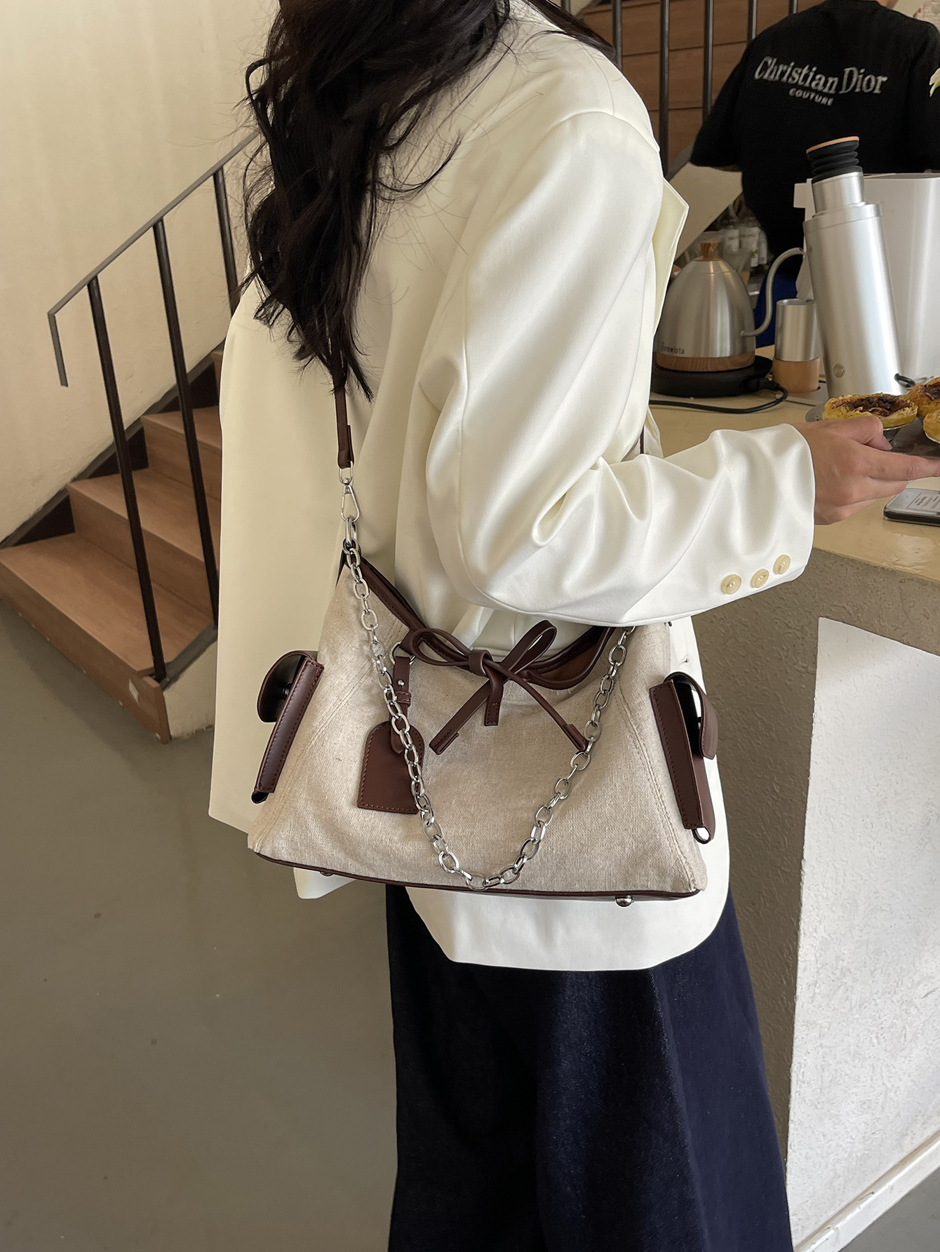 Designer Free Shipping Bag Shoulder Bags Canvas Splicing Large Capacity Tote Underarm Bag Fashion
