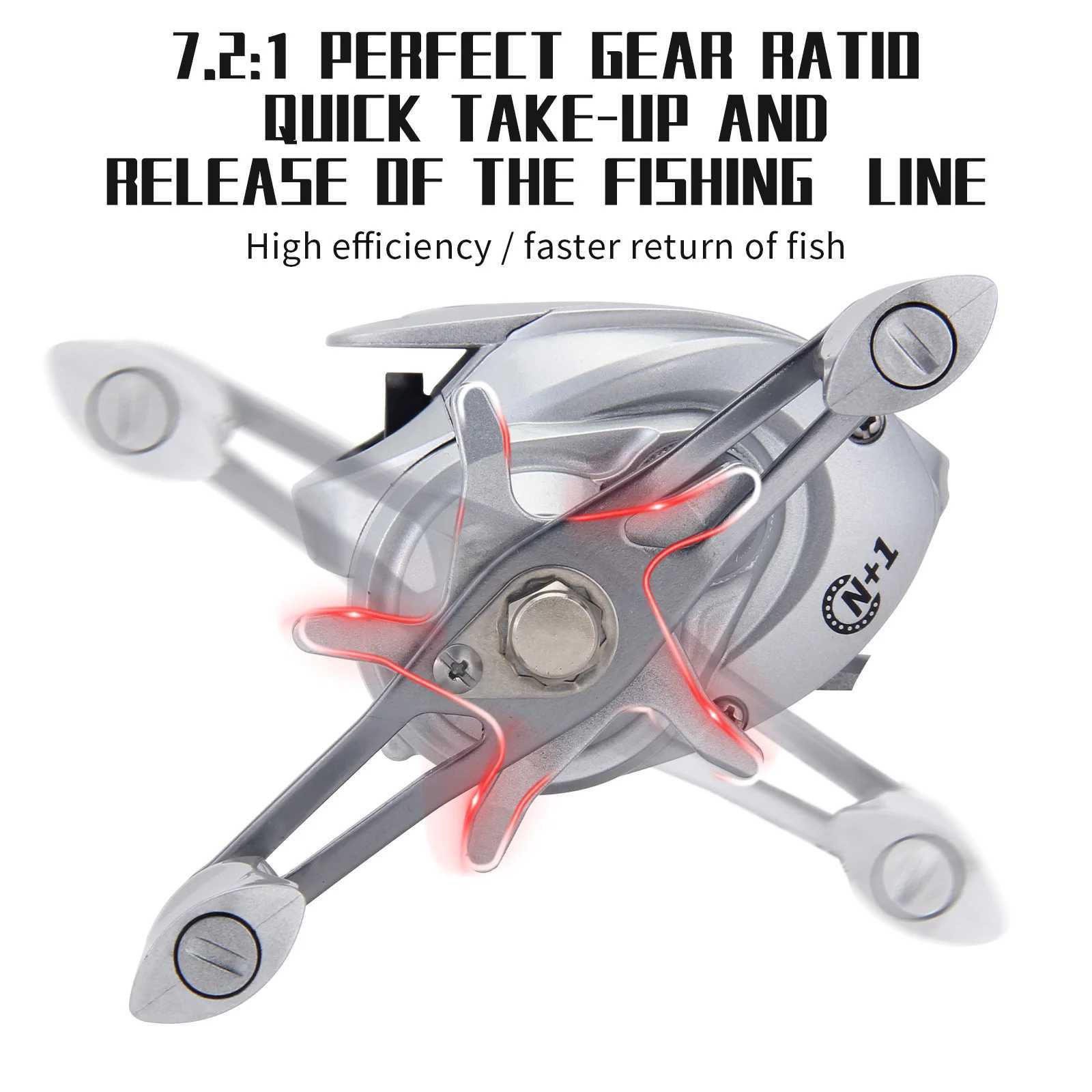 HAUT TON Silver Wings Baitcasting Reel 7.2 1 Gear Ratio Smooth 22 Lbs Drag Syst Stainss13BB Ideal for Freshwater SaltwaterXJ241209