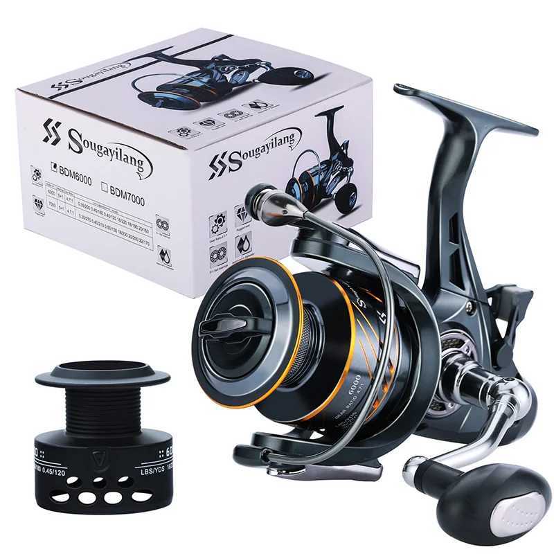 Sougayilang 5+1BB Fishing Reel 4000/6000 Series with Free Spool Spinning Reel 10KG Caon Fiber Drag Power Carp Fishing TacksXJ241209