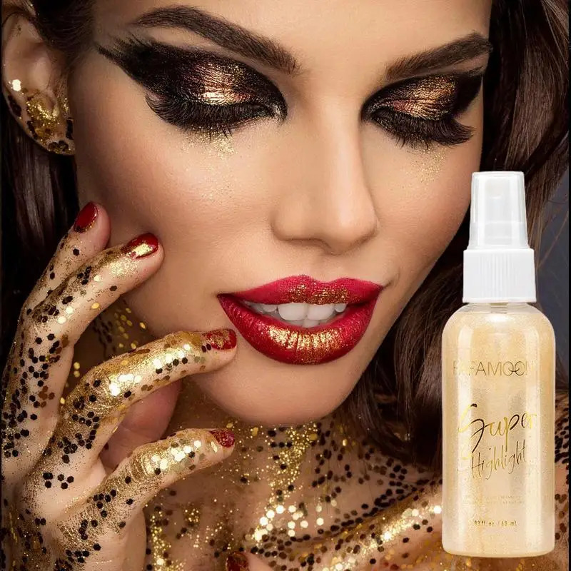 Highlighter Powder Spray High Gloss Glitter Powder Glitter Powder Spray Shimmer Sparkle Powder Face Body Highlighter 60ml 241209