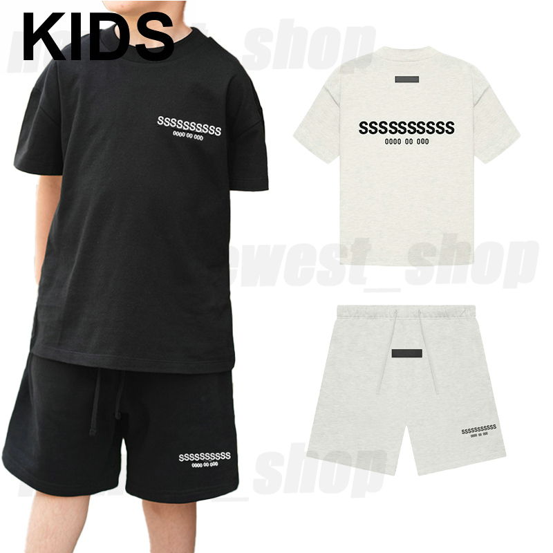 designer boys girls kids short pants flock letter print usa oversize loose streetwear summer children black gray cotton breeches