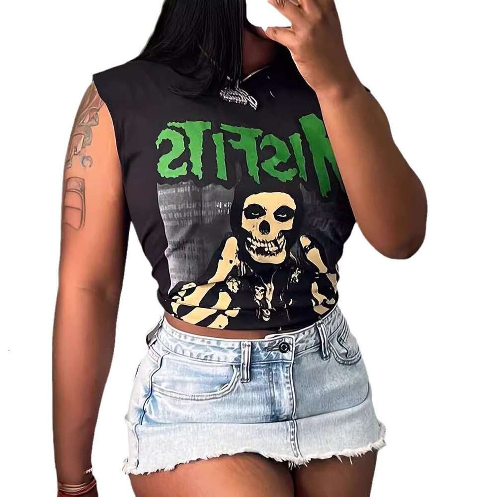 Summer American High Street Brand Fun Hot Stamping Loose Sleeveless Tank Top 2024 New Casual Fashion Trendy Clothing