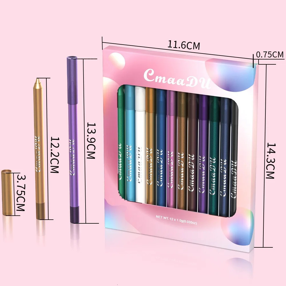12 Colors Matte Gel Eyeliner Pencil Set Waterproof Smoky Blue Black Colourful Lying Silkworm Eye Shadow Smooth Gel Pigments 241209