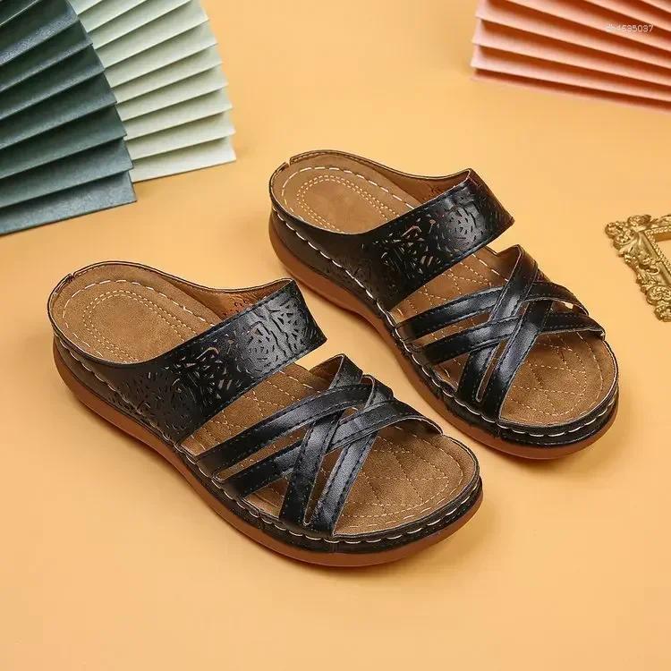 Sandals Women Summer Shoes Elegant Low Heels Slippers atos Mujer Wedge Heeled Female zhanyishengli