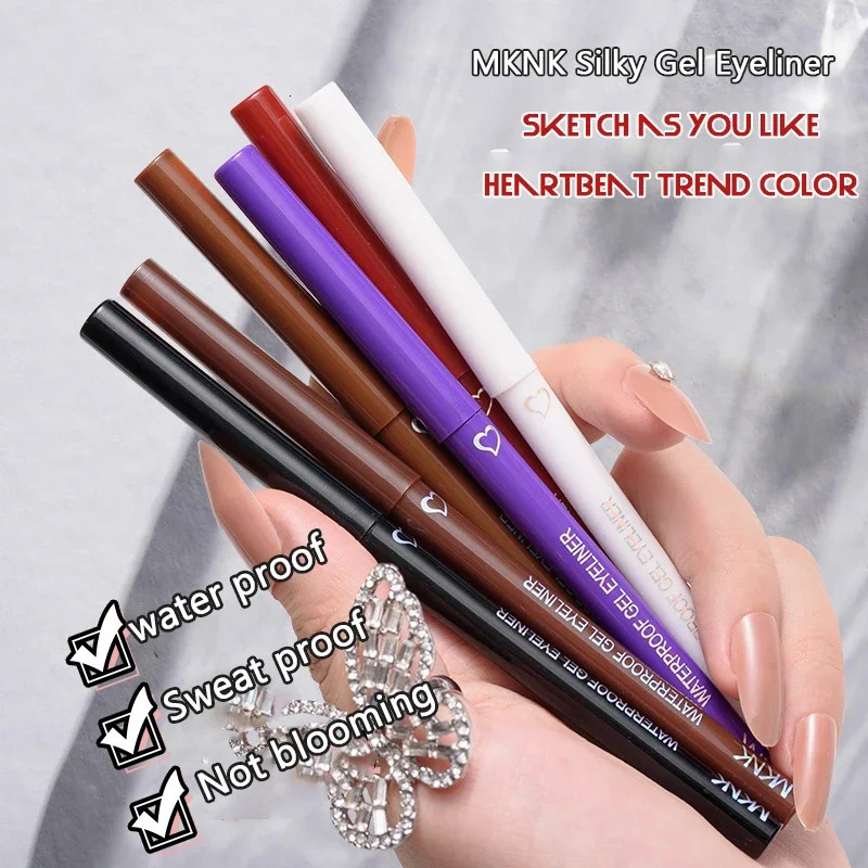 Waterproof Eyeliner Gel Pencil Red Brown Lying Silkworm Pen Soft Easy Wear High Pigment Matte Eyeliner Lasting Shiny Eyes Makeup 241209