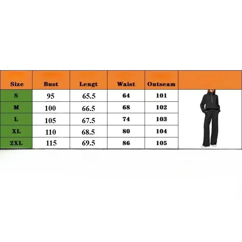 Womens 2-piece casual set oversized zipper sweatshirt wide leg sweatpants set sportswear 241205