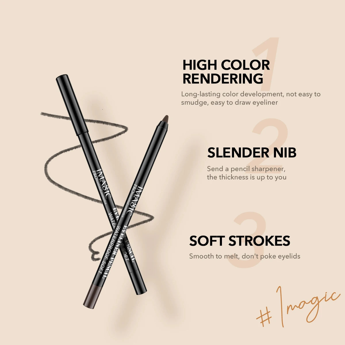 IMAGIC 2 Color EyeLiner Gel Waterproof Long-lasting High Pigment White Black Easy To Wear Quick Dry Makeup Eyes Cosmetics Tools 241209