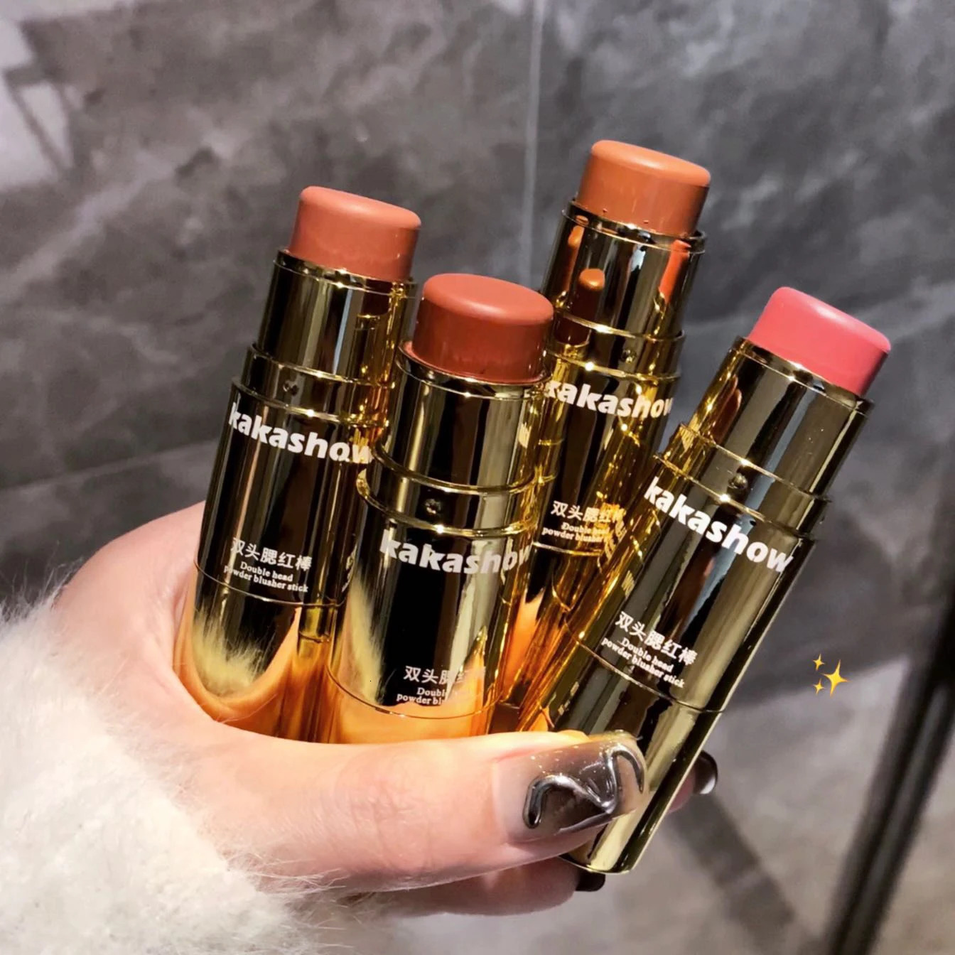 Double-ended Blush Stick Sponge Soft Face Brightening Low Saturated Blusher Cream Peach Pink Cheek Tint Korean Makeup Cosmetics 241209