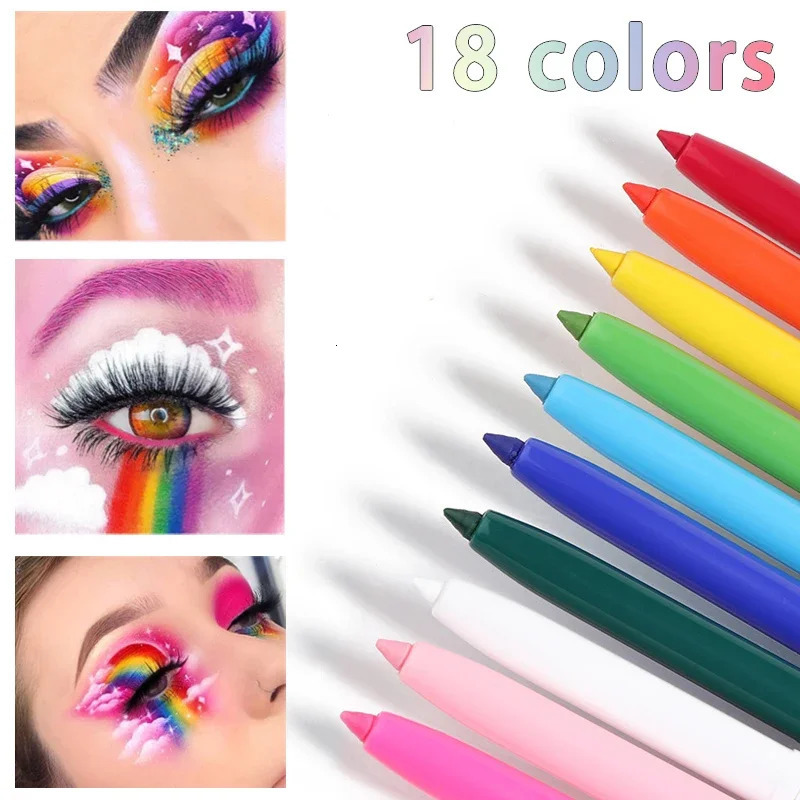 Rotating Color Matte Eyeliner Gel Pencil Lasting Waterproof Easy To Wear White Yellow Blue Eye Liner Pen Beauty Makeup Cosmetics 241209