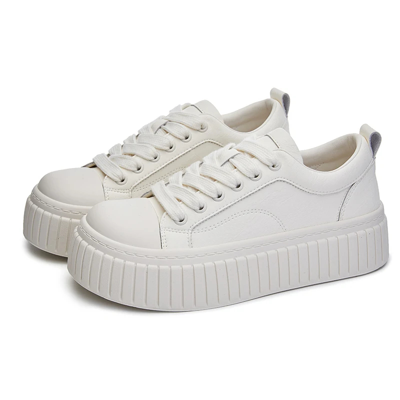 2024 Flat Shoes for Women White Sneakers Biscuit Shoes for Female Large Size Thick Bottom Heightening Shoes for Women's